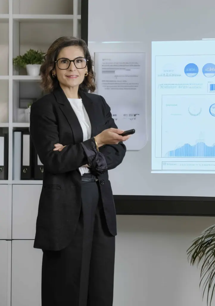 Mujer dando una conferencia